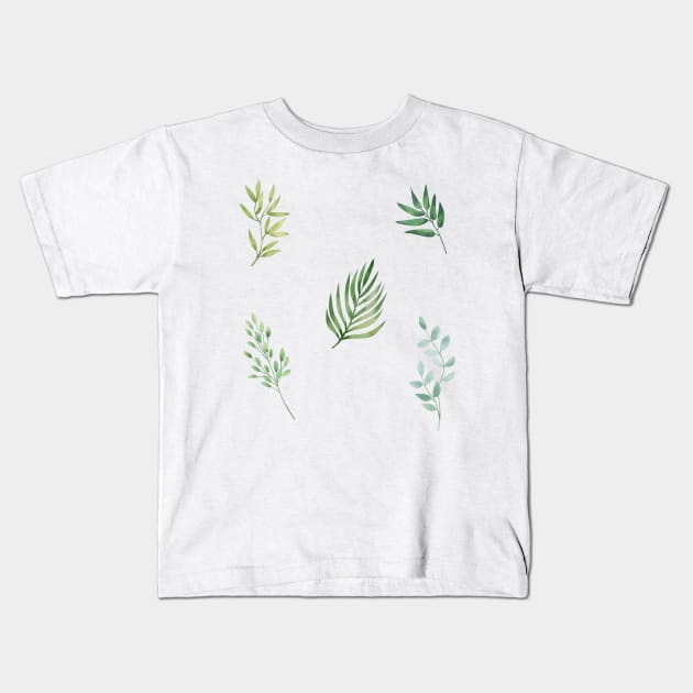 Simple Green Plant Drawing Kids T-Shirt by A.P.